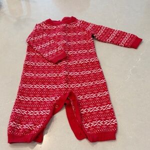 Little Me Red and White Knit Baby Outfit